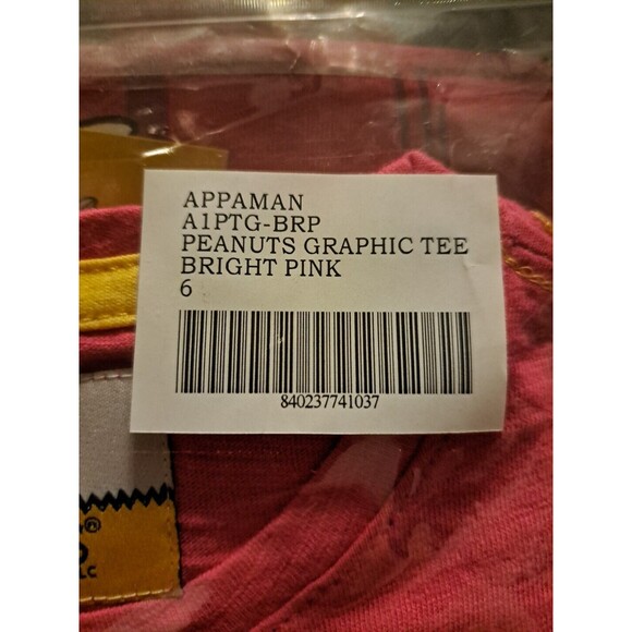 Appaman x Peanuts Girls Pink Long-Sleeve Graphic Tee Top Charlie Brown Lucy Sz 6 - Picture 4 of 4